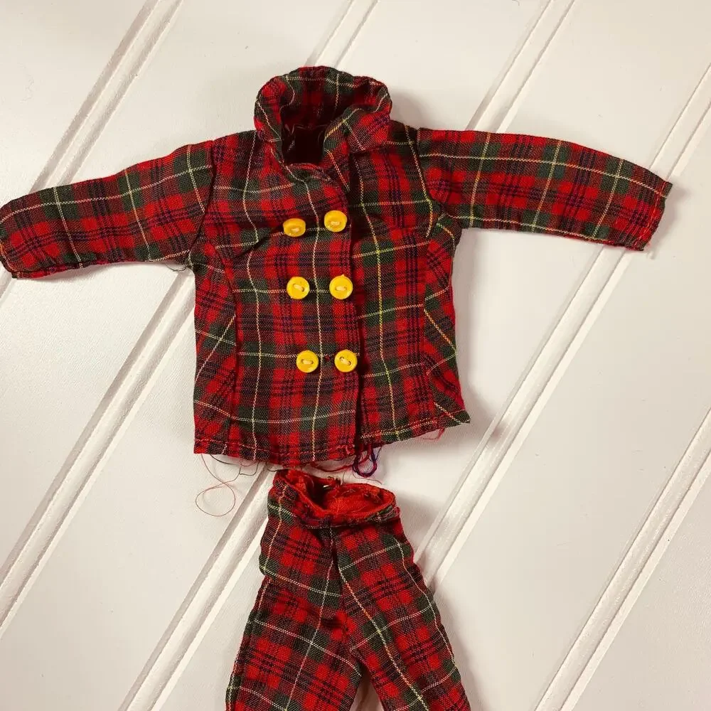 Barbie Plaid Jacket Pant Set 60s 70s Clone Yellow Buttons